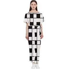 Black And White Pattern Batwing Lightweight Chiffon Jumpsuit by Amaryn4rt