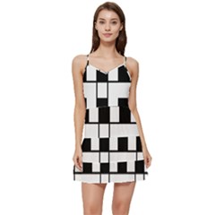 Black And White Pattern Short Frill Dress by Amaryn4rt