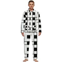 Black And White Pattern Men s Long Sleeve Velvet Pocket Pajamas Set by Amaryn4rt