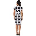 Black And White Pattern Vintage Frill Sleeve V-Neck Bodycon Dress View4