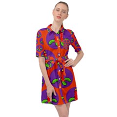 Christmas Candles Seamless Pattern Belted Shirt Dress by Amaryn4rt