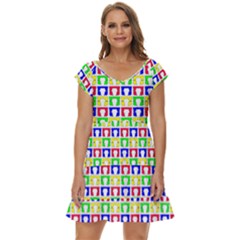 Colorful Seamless Pattern Short Sleeve Tiered Mini Dress by Amaryn4rt