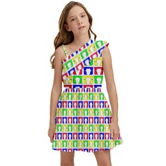 Colorful Seamless Pattern Kids  One Shoulder Party Dress