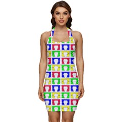 Colorful Seamless Pattern Sleeveless Wide Square Neckline Ruched Bodycon Dress by Amaryn4rt