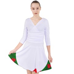 Holiday Wreath Quarter Sleeve Front Wrap Dress by Amaryn4rt