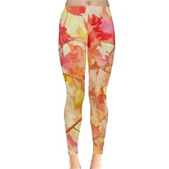 Monotype Art Pattern Leaves Colored Autumn Everyday Leggings  by Amaryn4rt