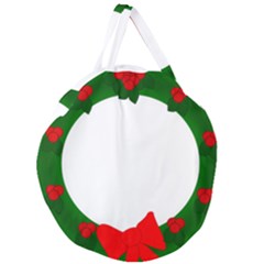 Holiday Wreath Giant Round Zipper Tote by Amaryn4rt