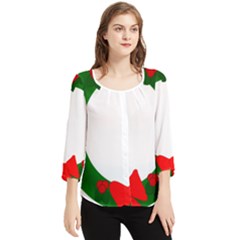 Holiday Wreath Chiffon Quarter Sleeve Blouse by Amaryn4rt