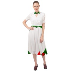 Holiday Wreath Keyhole Neckline Chiffon Dress by Amaryn4rt