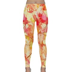 Monotype Art Pattern Leaves Colored Autumn Lightweight Velour Classic Yoga Leggings by Amaryn4rt