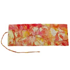 Monotype Art Pattern Leaves Colored Autumn Roll Up Canvas Pencil Holder (s) by Amaryn4rt