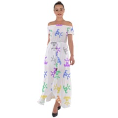 Rainbow Clown Pattern Off Shoulder Open Front Chiffon Dress by Amaryn4rt