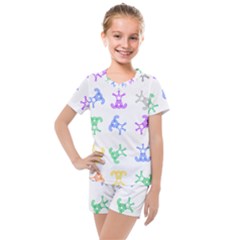 Rainbow Clown Pattern Kids  Mesh T-shirt And Shorts Set