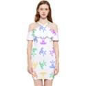 Rainbow Clown Pattern Shoulder Frill Bodycon Summer Dress View1