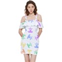 Rainbow Clown Pattern Shoulder Frill Bodycon Summer Dress View3