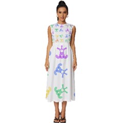 Rainbow Clown Pattern Sleeveless Round Neck Midi Dress by Amaryn4rt