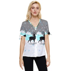 Rocky Mountain High Colorado Bow Sleeve Button Up Top by Amaryn4rt