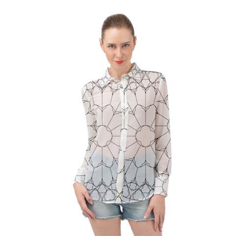 Roses Stained Glass Long Sleeve Chiffon Shirt by Amaryn4rt