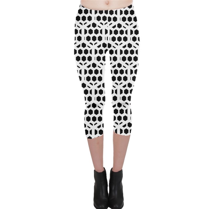 Seamless Honeycomb Pattern Capri Leggings 