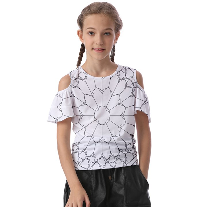 Roses Stained Glass Kids  Butterfly Cutout T-Shirt