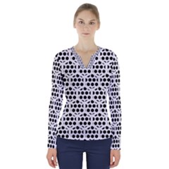 Seamless Honeycomb Pattern V-neck Long Sleeve Top by Amaryn4rt