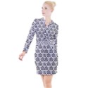 Seamless Honeycomb Pattern Button Long Sleeve Dress View1