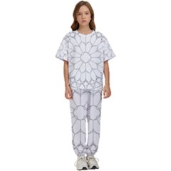 Roses Stained Glass Kids  T-shirt And Pants Sports Set