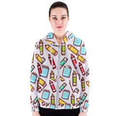 Seamless Pixel Art Pattern Women s Zipper Hoodie by Amaryn4rt