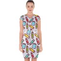 Seamless Pixel Art Pattern Capsleeve Drawstring Dress  View1