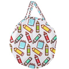 Seamless Pixel Art Pattern Giant Round Zipper Tote by Amaryn4rt