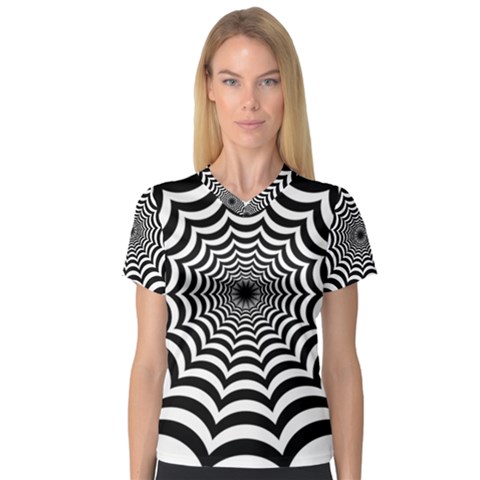 Spider Web Hypnotic V-neck Sport Mesh T-shirt by Amaryn4rt