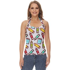 Seamless Pixel Art Pattern Basic Halter Top by Amaryn4rt