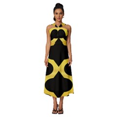 Seamless Gold Pattern Sleeveless Cross Front Cocktail Midi Chiffon Dress by Amaryn4rt