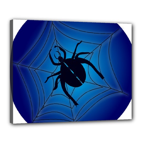 Spider On Web Canvas 20  X 16  (stretched) by Amaryn4rt