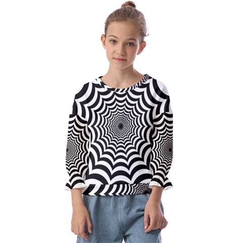 Spider Web Hypnotic Kids  Cuff Sleeve Top by Amaryn4rt