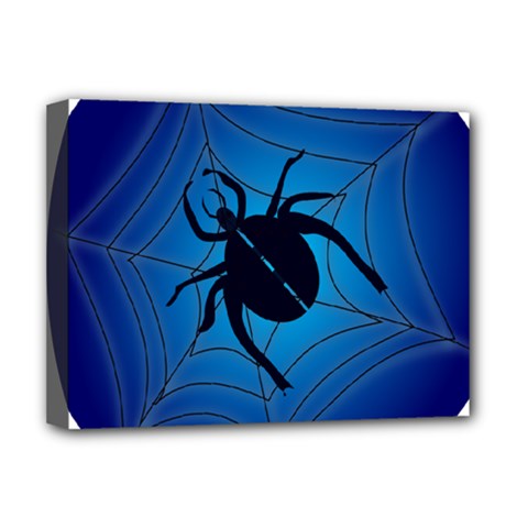 Spider On Web Deluxe Canvas 16  X 12  (stretched)  by Amaryn4rt