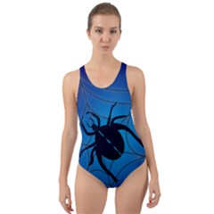 Spider On Web Cut-out Back One Piece Swimsuit by Amaryn4rt