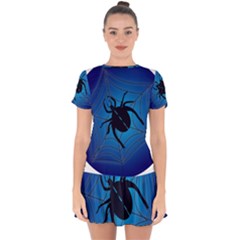 Spider On Web Drop Hem Mini Chiffon Dress by Amaryn4rt