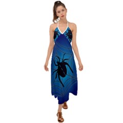 Spider On Web Halter Tie Back Dress  by Amaryn4rt