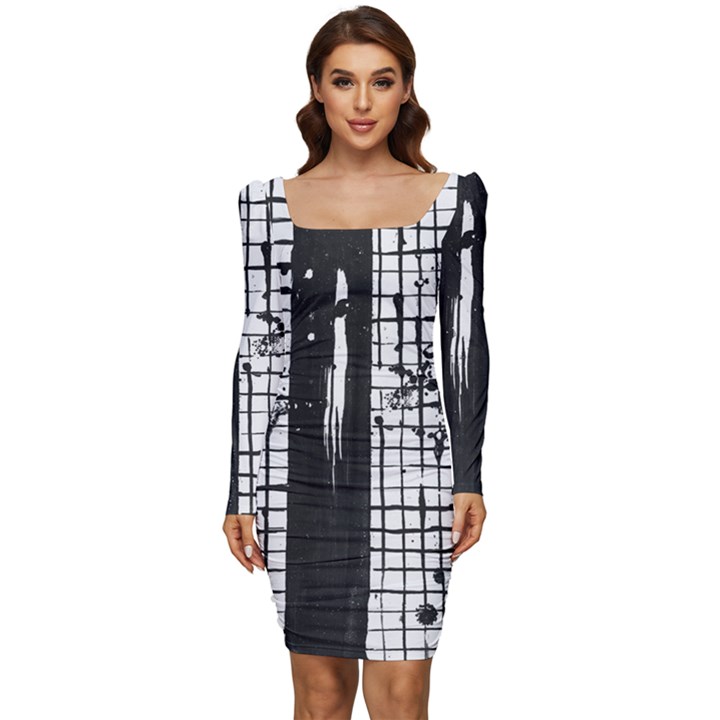 Whitney Museum Of American Art Women Long Sleeve Ruched Stretch Jersey Dress