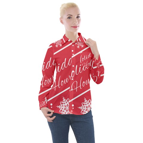 Winter Holiday Hours Women s Long Sleeve Pocket Shirt by Amaryn4rt