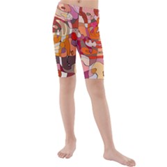 Abstract Abstraction Pattern Moder Kids  Mid Length Swim Shorts by Amaryn4rt