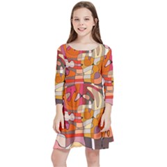 Abstract Abstraction Pattern Moder Kids  Quarter Sleeve Skater Dress by Amaryn4rt