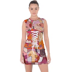 Abstract Abstraction Pattern Moder Lace Up Front Bodycon Dress by Amaryn4rt