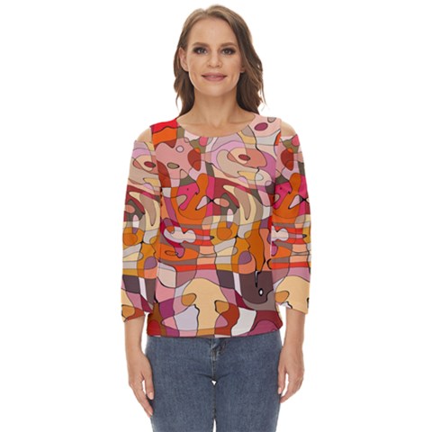 Abstract Abstraction Pattern Moder Cut Out Wide Sleeve Top by Amaryn4rt