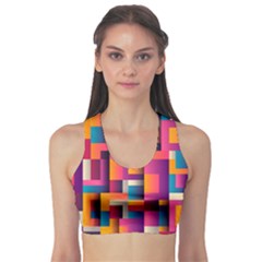 Abstract Background Geometry Blocks Fitness Sports Bra by Amaryn4rt