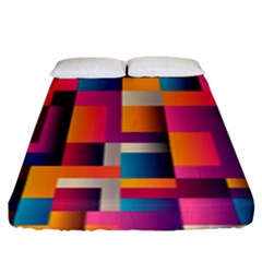 Abstract Background Geometry Blocks Fitted Sheet (king Size) by Amaryn4rt