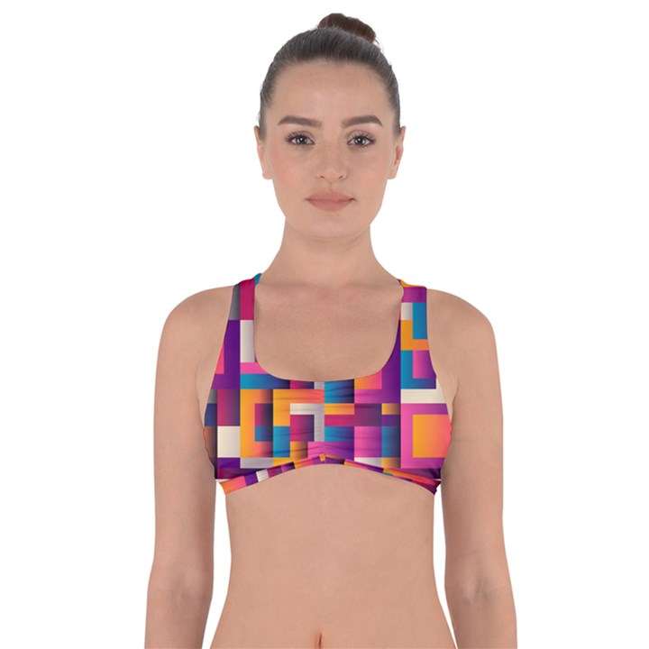 Abstract Background Geometry Blocks Got No Strings Sports Bra