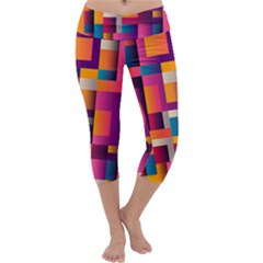 Abstract Background Geometry Blocks Capri Yoga Leggings by Amaryn4rt