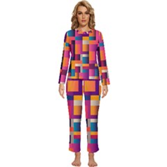 Abstract Background Geometry Blocks Womens  Long Sleeve Lightweight Pajamas Set by Amaryn4rt